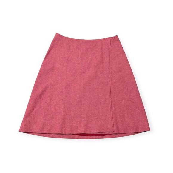 Pink Herringbone tweed wool wrap skirt, Tailored made, Size Large - Picture 3 of 10